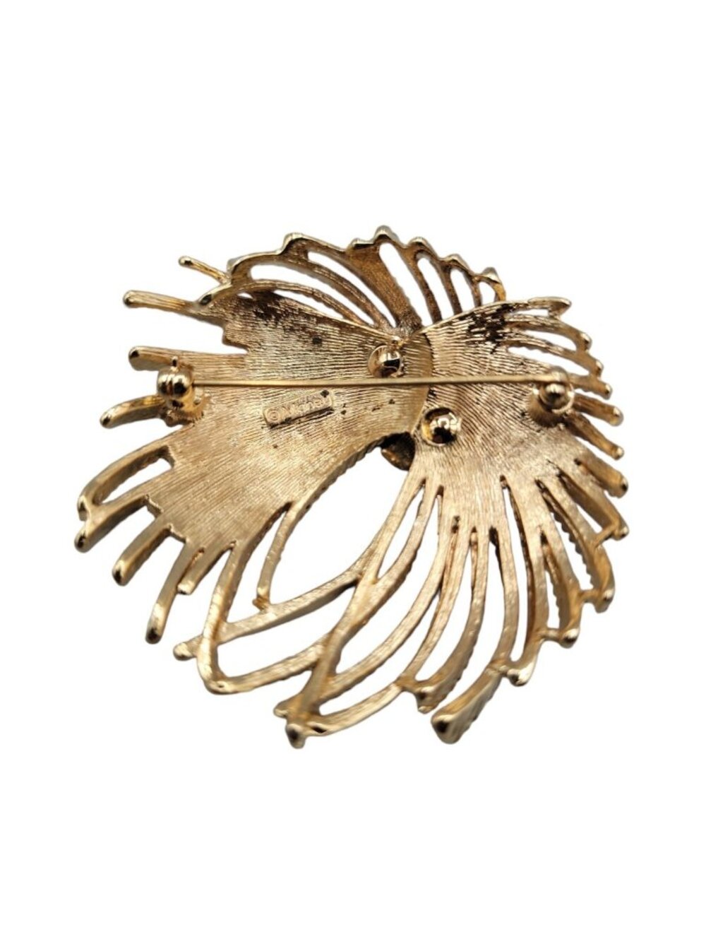 Monet Mirador Brooch Gold Tone Wheat Rope Spray Vintage - Picture 15 of 16
